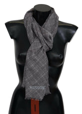 Missoni Gray Plaid Wool Unisex Neck Wrap Scarf -   -  Missoni.